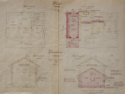 Gare de Lavans - St Lupicin. Amélioration des installations GV et PV [détail : plans et élévations], 1926. © Région Bourgogne-Franche-Comté, Inventaire du patrimoine