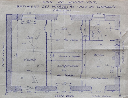 Gare de Jeurre-Vaux. Bâtiment des voyageurs. Rez-de-chaussée, 1ère moitié 20e siècle. © Région Bourgogne-Franche-Comté, Inventaire du patrimoine