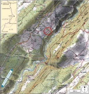 Carte et schéma de localisation. Carte topographique, IGN, 2000, dalles F087_050 et F087_051, échelle 1:25 000. Scan 25, licence n° 2008/CISE/2968. © Région Bourgogne-Franche-Comté, Inventaire du patrimoine