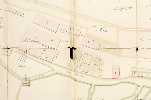 Plan géométral du cours d'eau et des batiments composant de l'usine de Varigney [...] © Région Bourgogne-Franche-Comté, Inventaire du patrimoine