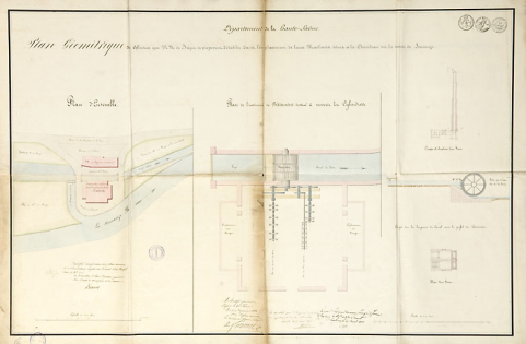 Plan géométrique des cylindres que MM. de Buyer se proposent d'établir dans l'emplacement de leurs martinets [...]. © Région Bourgogne-Franche-Comté, Inventaire du patrimoine