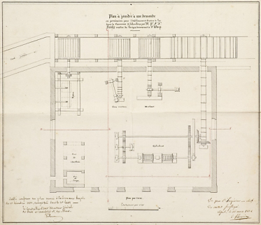 Plan à joindre à une demande en permission pour l'établissement d'usine à fer dans la commune d'Aillevillers par le sieur Bouly, maître de forge demeurant à Saint-Loup [rez-de-chaussée]. © Région Bourgogne-Franche-Comté, Inventaire du patrimoine