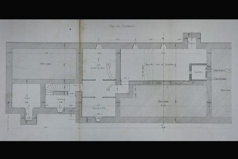 Bâtiment des voyageurs pour Station de 1re classe. Type de la Cie de Paris - Lyon - Méditerranée. C 1. Plan des fondations, 1880. © Région Bourgogne-Franche-Comté, Inventaire du patrimoine