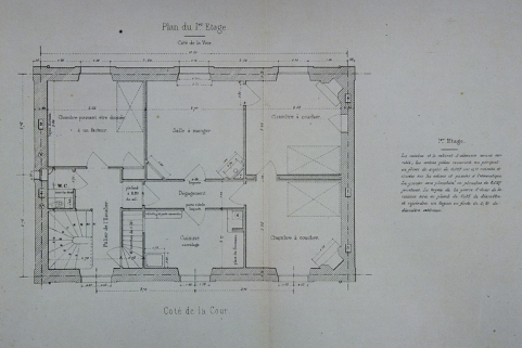 Bâtiment des voyageurs pour Station de 3e classe. Type de la Cie de Paris - Lyon - Méditerranée. C 9. Plan du 1er étage, 1880. © Région Bourgogne-Franche-Comté, Inventaire du patrimoine
