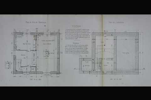 Bâtiment des voyageurs pour Station de 4e classe. Type de la Cie de Paris - Lyon - Méditerranée. C 11 [plans des fondations et du rez-de-chaussée], 1880. © Région Bourgogne-Franche-Comté, Inventaire du patrimoine