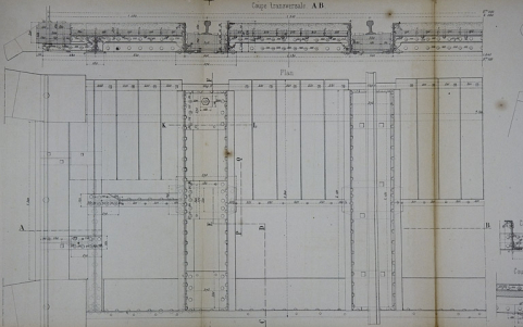Pont sous rails à tablier métallique de 1 m 50 d'ouverture. Type de la Compagnie de Paris - Lyon - Méditerranée. E 29 [détails du tablier : plan et coupe], 1879. © Région Bourgogne-Franche-Comté, Inventaire du patrimoine