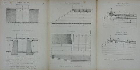 Pont sous rails à tablier métallique de 2 m d'ouverture. Type de la Compagnie de Paris - Lyon - Méditerranée. E 30 [plan, coupes, élévation et détails], 1879. © Région Bourgogne-Franche-Comté, Inventaire du patrimoine