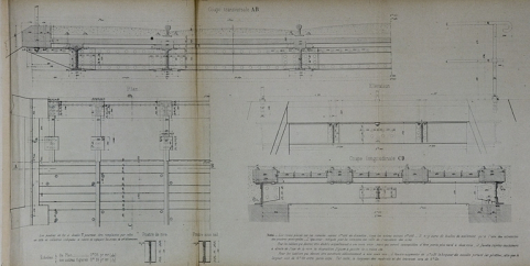 Pont sous rails à tablier métallique de 2 m d'ouverture. Type de la Compagnie de Paris - Lyon - Méditerranée. E 30 [détails du tablier : plan, coupes et élévation], 1879. © Région Bourgogne-Franche-Comté, Inventaire du patrimoine