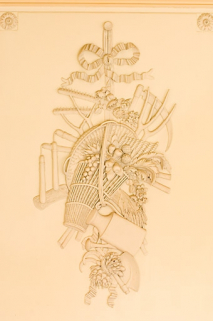 Salon : détail du panneau représentant les travaux des champs. © Région Bourgogne-Franche-Comté, Inventaire du patrimoine