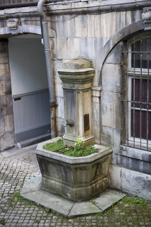 Détail de la borne fontaine située dans la première cour. © Région Bourgogne-Franche-Comté, Inventaire du Patrimoine Détail de la borne fontaine située dans la première cour. © Région Bourgogne-Franche-Comté, Inventaire du Patrimoine