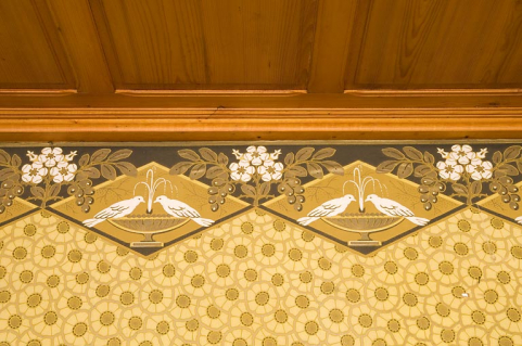 Ancienne salle à manger, détail du papier peint. © Région Bourgogne-Franche-Comté, Inventaire du patrimoine