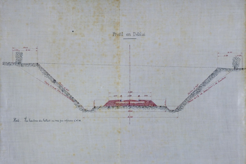 Section de Tancua à St Claude [...] Avant-Projet. Profils en travers types. Profil en déblai, 1882. © Région Bourgogne-Franche-Comté, Inventaire du patrimoine