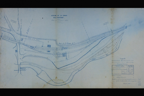 Plan au 1/1000 de l'emplacement de la station de La Chaux-des-Crotenay avec indication des voies d'accès, 1880. © Région Bourgogne-Franche-Comté, Inventaire du patrimoine