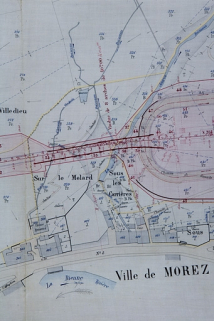 Plan parcellaire des terrains à acquérir dans la traversée de la commune de Morez sur une longueur de 1323,50 m [détail du viaduc], 1894. © Région Bourgogne-Franche-Comté, Inventaire du patrimoine