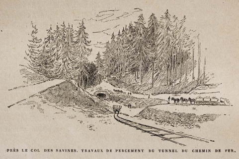 Près le col des Savines. Travaux de percement du tunnel du chemin de fer, 1897. © Région Bourgogne-Franche-Comté, Inventaire du patrimoine