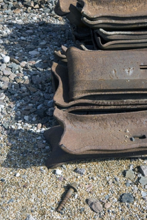 Extrémité de traverses simples (gare de Champagnole). © Région Bourgogne-Franche-Comté, Inventaire du patrimoine