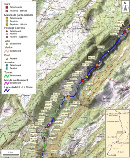 Carte et schéma de localisation des ouvrages : de Lézat à Valfin-lès-Saint-Claude. Carte topographique, IGN, 2000, dalles F087-050 et F087-051, échelle 1:48 000. Scan 25, licence n° 2008/CISE/2968. © Région Bourgogne-Franche-Comté, Inventaire du patrimoine Carte et schéma de localisation des ouvrages : de Lézat à Valfin-lès-Saint-Claude. Carte topographique, IGN, 2000, dalles F087-050 et F087-051, échelle 1:48 000. Scan 25, licence n° 2008/CISE/2968. © Région Bourgogne-Franche-Comté, Inventaire du patrimoine
