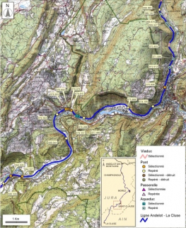 Carte et schéma de localisation des ouvrages : de Valfin-lès-Saint-Claude à Molinges. Carte topographique, IGN, 2000, dalles F086-051, F086-052, F087-051 et F087-052, échelle 1:48 000. Scan 25, licence n° 2008/CISE/2968. © Région Bourgogne-Franche-Comté, Inventaire du patrimoine Carte et schéma de localisation des ouvrages : de Valfin-lès-Saint-Claude à Molinges. Carte topographique, IGN, 2000, dalles F086-051, F086-052, F087-051 et F087-052, échelle 1:48 000. Scan 25, licence n° 2008/CISE/2968. © Région Bourgogne-Franche-Comté, Inventaire du patrimoine