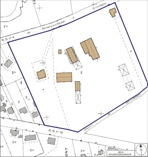 Plan-masse et de situation. Extrait du plan cadastral numérisé, 2008, section AK, 1:1000 réduit à 1:1500. Source : Direction générale des Finances Publiques - Cadastre ; mise à jour : 2008. © Région Bourgogne-Franche-Comté, Inventaire du patrimoine Plan-masse et de situation. Extrait du plan cadastral numérisé, 2008, section AK, 1:1000 réduit à 1:1500. Source : Direction générale des Finances Publiques - Cadastre ; mise à jour : 2008. © Région Bourgogne-Franche-Comté, Inventaire du patrimoine