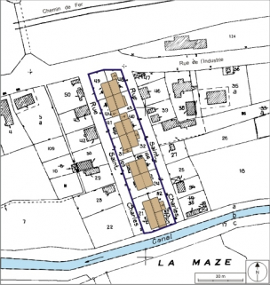 Plan-masse et de situation. Extrait du plan cadastral numérisé, 2008, section AH, 1:1000. Source : Direction générale des Finances Publiques - Cadastre ; mise à jour : 2008. © Région Bourgogne-Franche-Comté, Inventaire du patrimoine