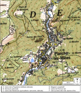 Plan-masse et de situation. Carte topographique au 1:25000, agrandie à 1:12500, I.G.N., Ballon d'Alsace, 3520 ET. SCAN 25 © IGN - 2008, Licence n°2008CISE29-68 © Région Bourgogne-Franche-Comté, Inventaire du patrimoine