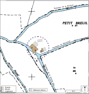 Plan-masse et de situation. Extrait du plan cadastral numérisé, 2008, section ZA, 1:2000 agrandi à 1:1500. Source : Direction générale des Finances Publiques - Cadastre ; mise à jour : 2008. © Région Bourgogne-Franche-Comté, Inventaire du patrimoine