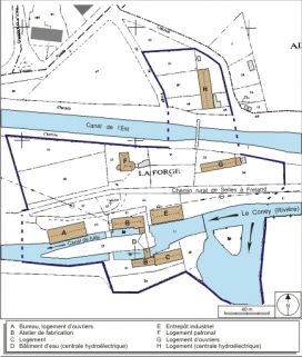 Plan-masse et de situation. Extrait du plan cadastral numérisé, 2008, section AD, 1:1000 réduit à 1:1500. Source : Direction générale des Finances Publiques - Cadastre ; mise à jour : 2008. © Région Bourgogne-Franche-Comté, Inventaire du patrimoine