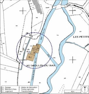 Plan-masse et de situation. Extrait du plan cadastral numérisé, 2008, section B, 1:1250. Source : Direction générale des Finances Publiques - Cadastre ; mise à jour : 2008. © Région Bourgogne-Franche-Comté, Inventaire du patrimoine