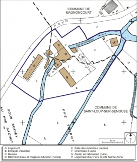 Plan-masse et de situation. Extrait du plan cadastral numérisé, 2008, section AC, 1:1250 réduit à 1:1500. Source : Direction générale des Finances Publiques - Cadastre ; mise à jour : 2008. © Région Bourgogne-Franche-Comté, Inventaire du patrimoine