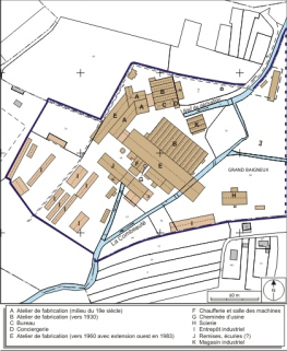 Plan-masse et de situation. Extrait du plan cadastral numérisé, 2008, section AK, 1:1250 réduit à 1:2000. Source : Direction générale des Finances Publiques - Cadastre ; mise à jour : 2008. © Région Bourgogne-Franche-Comté, Inventaire du patrimoine