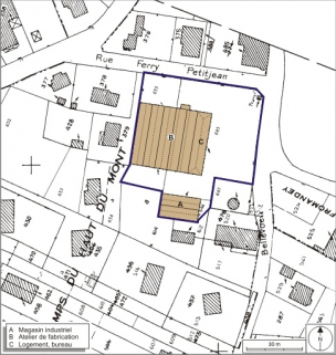 Plan-masse et de situation. Extrait du plan cadastral, 2008, section AB, 1:1000. Source : Direction générale des Finances Publiques - Cadastre ; mise à jour : 2008. © Région Bourgogne-Franche-Comté, Inventaire du patrimoine