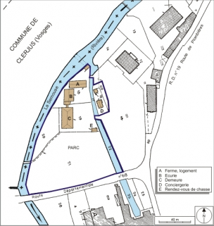 Plan-masse et de situation. Extrait du plan cadastral numérisé, 2008, section A, 1:1250 réduit à 1:1500. Source : Direction générale des Finances Publiques - Cadastre ; mise à jour : 2008. © Région Bourgogne-Franche-Comté, Inventaire du patrimoine Plan-masse et de situation. Extrait du plan cadastral numérisé, 2008, section A, 1:1250 réduit à 1:1500. Source : Direction générale des Finances Publiques - Cadastre ; mise à jour : 2008. © Région Bourgogne-Franche-Comté, Inventaire du patrimoine