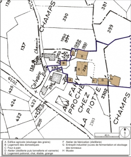 Plan-masse et de situation. Extrait du plan cadastral numérisé, 2008, section A, 1:1250. Source : Direction générale des Finances Publiques - Cadastre ; mise à jour : 2008. © Région Bourgogne-Franche-Comté, Inventaire du patrimoine