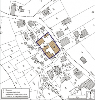 Plan-masse et de situation. Extrait du plan cadastral numérisé, 2008, section J, 1:1250. Source : Direction générale des Finances Publiques - Cadastre ; mise à jour : 2008. © Région Bourgogne-Franche-Comté, Inventaire du patrimoine