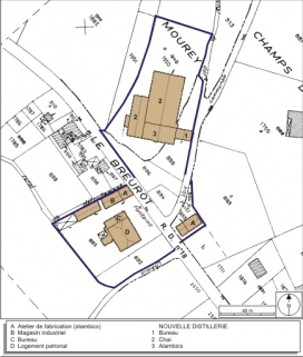 Plan-masse et de situation. Extrait du plan cadastral numérisé, 2008, section F, 1:1250. Source : Direction générale des Finances Publiques - Cadastre ; mise à jour : 2008. © Région Bourgogne-Franche-Comté, Inventaire du patrimoine
