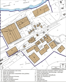 Plan-masse et de situation. Extrait du plan cadastral numérisé, 2008, section AD, 1:1000 réduit à 1:2300. Source : Direction générale des Finances Publiques - Cadastre ; mise à jour : 2008. © Région Bourgogne-Franche-Comté, Inventaire du patrimoine