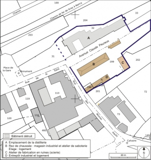 Plan-masse et de situation. Extrait du plan cadastral numérisé, 2008, section B, 1:1000. Source : Direction générale des Finances Publiques - Cadastre ; mise à jour : 2008. © Région Bourgogne-Franche-Comté, Inventaire du patrimoine