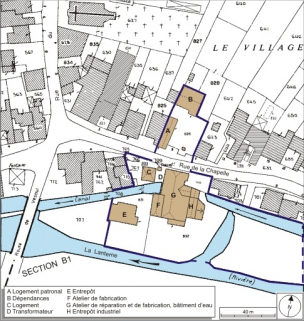 Plan-masse et de situation. Extrait du plan cadastral numérisé, 2008, section A, 1:1250. Source : Direction générale des Finances Publiques - Cadastre ; mise à jour : 2008. © Région Bourgogne-Franche-Comté, Inventaire du patrimoine