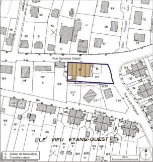 Plan-masse et de situation. Extrait du plan cadastral numérisé, 2008, section AW, 1:1000. Source : Direction générale des Finances Publiques - Cadastre ; mise à jour : 2008. © Région Bourgogne-Franche-Comté, Inventaire du patrimoine