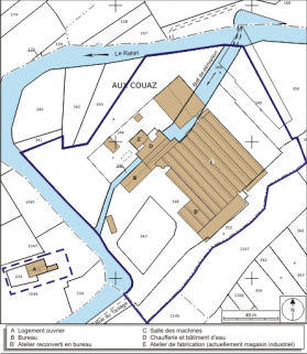 Plan-masse et de situation. Extrait du plan cadastral numérisé, 2008, section A, 1:1000 réduit à 1:1250. Source : Direction générale des Finances Publiques - Cadastre ; mise à jour : 2008. © Région Bourgogne-Franche-Comté, Inventaire du patrimoine