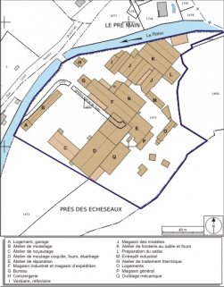 Plan-masse et de situation. Extrait du plan cadastral numérisé, 2008, section A, 1:1250. Source : Direction générale des Finances Publiques - Cadastre ; mise à jour : 2008. © Région Bourgogne-Franche-Comté, Inventaire du patrimoine