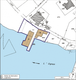 Plan-masse et de situation. Extrait du plan cadastral numérisé, 2008, section AB, 1:1000. Source : Direction générale des Finances Publiques - Cadastre ; mise à jour : 2008. © Région Bourgogne-Franche-Comté, Inventaire du patrimoine