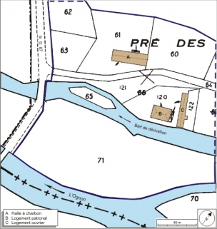 Plan-masse et de situation. Extrait de plan cadastral numérisé, 2008, section ZC, 1:2000 agrandi à 1:1250. Source : Direction générale des Finances Publiques - Cadastre ; mise à jour : 2008. © Région Bourgogne-Franche-Comté, Inventaire du patrimoine