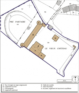 Plan-masse et de situation. Extrait du plan cadastral numérisé, 2008, section AC, 1:1000. Source : Direction générale des Finances Publiques - Cadastre ; mise à jour : 2008. © Région Bourgogne-Franche-Comté, Inventaire du patrimoine