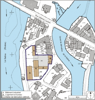 Plan-masse et de situation. Extrait du plan cadastral numérisé, 2008, section BT, 1:1000 réduit à 1:1250. Source : Direction générale des Finances Publiques - Cadastre ; mise à jour : 2008. © Région Bourgogne-Franche-Comté, Inventaire du patrimoine