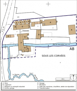 Plan-masse et de situation. Extrait du plan cadastral numérisé, 2008, section ZE, 1:1000. Source : Direction générale des Finances Publiques - Cadastre ; mise à jour : 2008. © Région Bourgogne-Franche-Comté, Inventaire du patrimoine