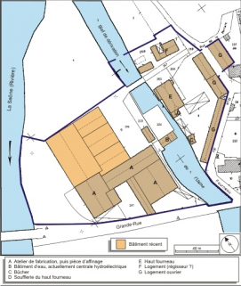 Plan-masse et de situation. Extrait du plan cadastral numérisé, 2008, section AB, 1:1000 réduit à 1:1250. Source : Direction générale des Finances Publiques - Cadastre ; mise à jour : 2008. © Région Bourgogne-Franche-Comté, Inventaire du patrimoine