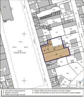 Plan-masse et de situation. Extrait du plan cadastral numérisé, 2008, section F, 1:1000. Source : Direction générale des Finances Publiques - Cadastre ; mise à jour : 2008. © Région Bourgogne-Franche-Comté, Inventaire du patrimoine