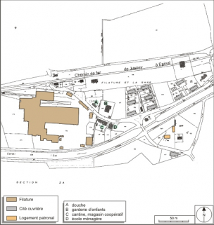 Plan de situation. Extrait du plan cadastral numérisé, 2008, section B, 1:1250 réduit à 1:4000. Source : Direction générale des Finances Publiques - Cadastre ; mise à jour : 2008. © Région Bourgogne-Franche-Comté, Inventaire du patrimoine