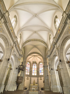 Voûtes de la nef, vues de l'entrée. © Région Bourgogne-Franche-Comté, Inventaire du patrimoine